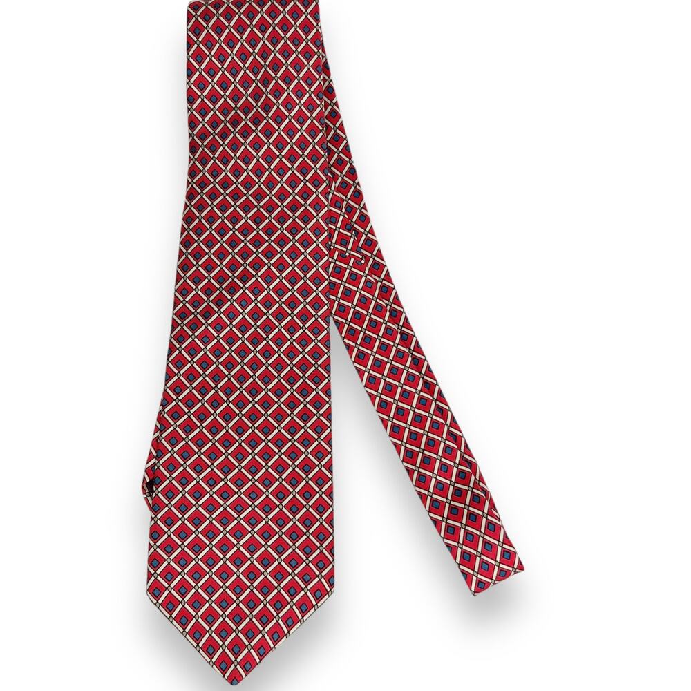 Windsor 100% Silk Tie Geometric Style Red Pattern
